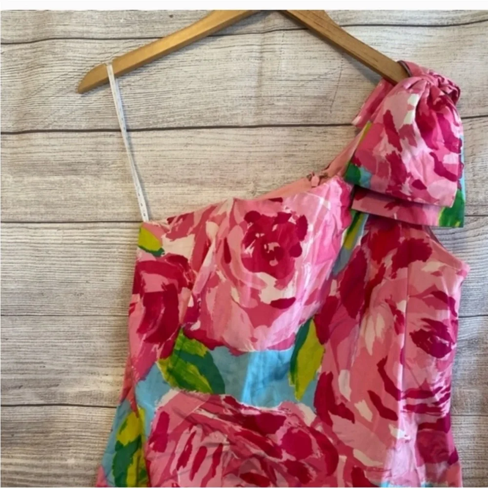Lilly Pulitzer Pink and Green One-Shoulder Dress - Picture 3 of 6